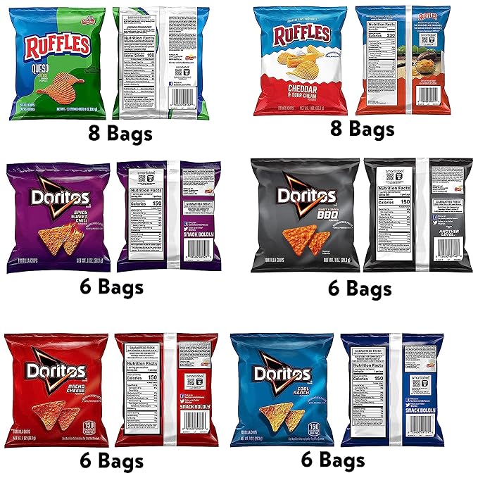Frito Lay Ruffles and Doritos Bold Variety Pack, 1 Ounce (Pack of 40)