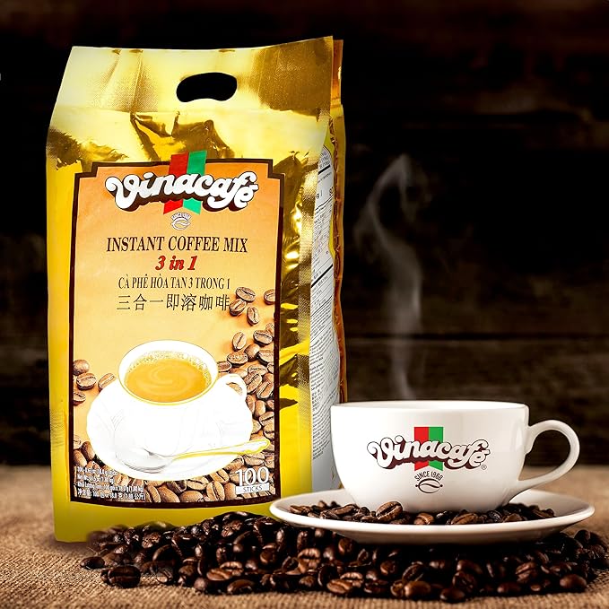 Vinacafe Premium 100 Sticks 3 in 1 Instant Coffee Mix, Single Serves