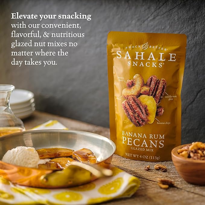 Sahale Snacks Glazed Mix, Banana Rum Pecans, 24 Ounce