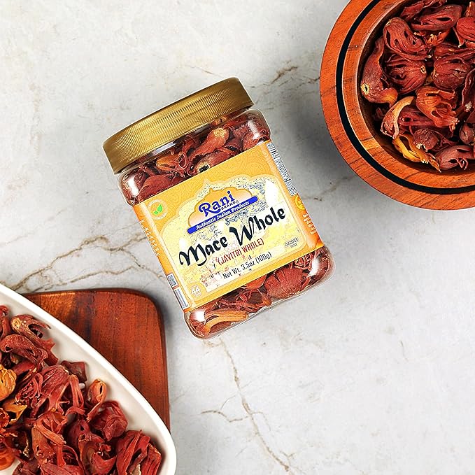 Rani Mace Whole (Javathri), Spice 3.5oz (100g) PET Jar ~ All Natural | Vegan | Gluten Friendly | NON-GMO | Kosher | Indian Origin