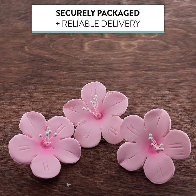 Global Sugar Art Fruit Blossom Sugar Cake Flowers, Pink, 12 Count by Chef Alan Tetreault