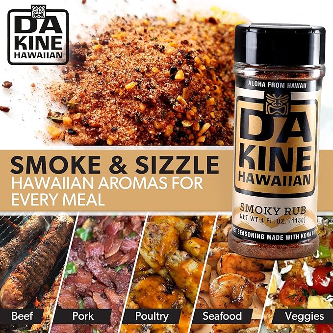 Da Kine Hawaiian Premium BBQ Dry Rub Seasoning - Authentic BBQ Seasoning Blend, Perfect Gourmet Rub Spices for Smoking, Grilling & Cooking - Gluten-Free, Low Sodium, No MSG - Smoky Flavor (4 oz - 3 Pack)