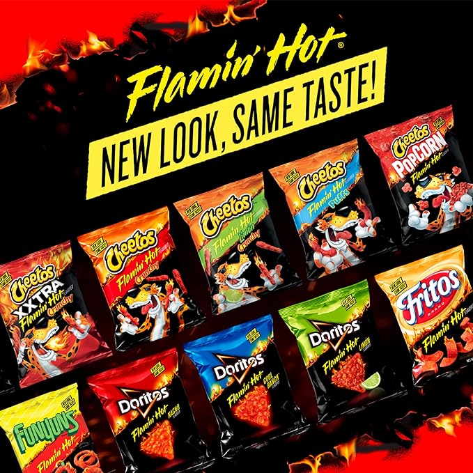 Frito Lay Fiery Mix Variety Pack, Hot & Spicy Snacks Single Serve Bags, (Pack of 40), Flamin' Hot Cheetos, Doritos, Chester's Hot Fries