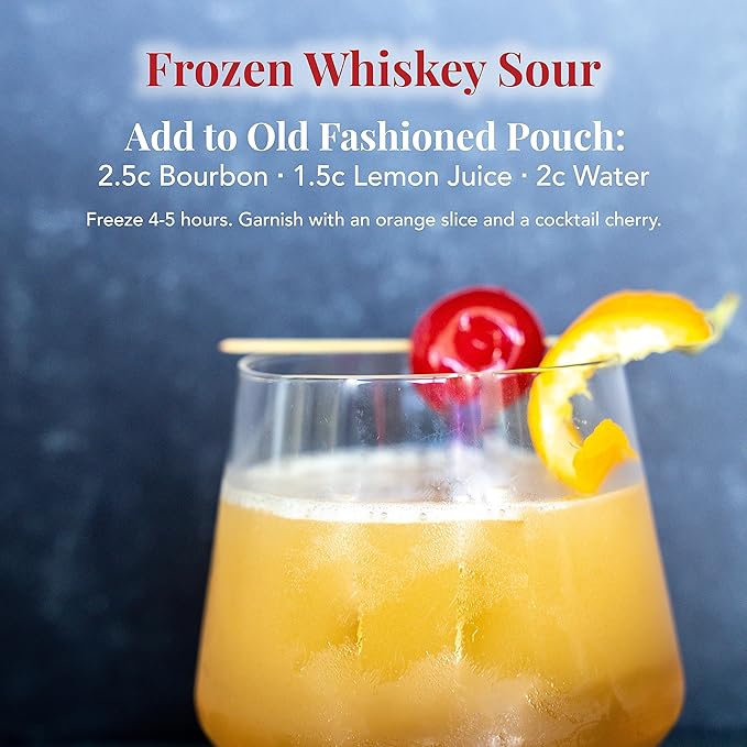 Frozen Cocktail Drink Mix - Each Bag Makes 10 Old Fashioned Slushies - Drink Powder Pouches for Alcohol - All Natural Low Sugar Mixer, No Blender Needed, 3 Pack