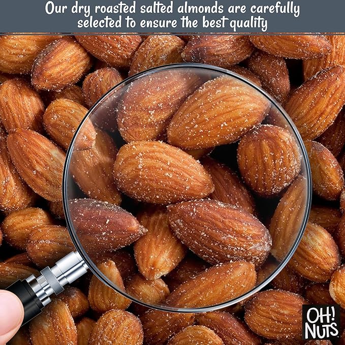 Oh! Nuts Almonds - Dry Roasted Salted - 1 lb - Freshly Oven Roasted and Salted Almonds - Packed in New York Zip-Seal Bag for Exceptional Freshness