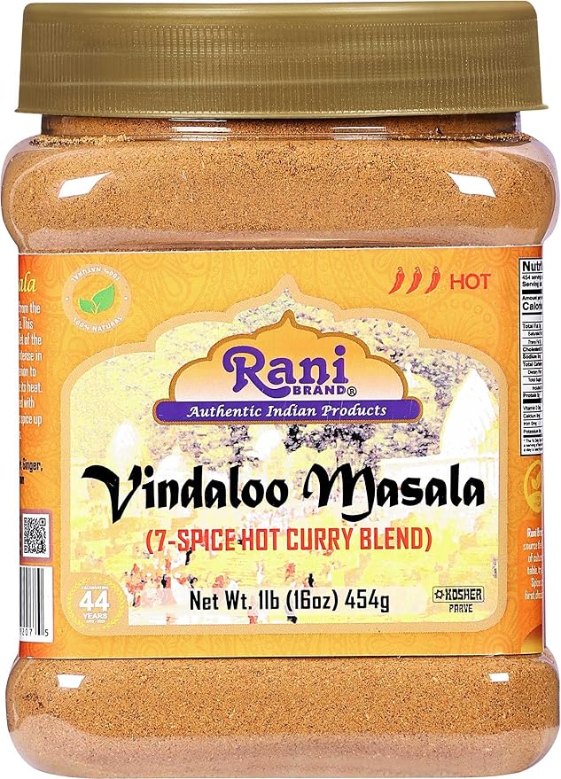 Rani Vindaloo Curry Masala Indian Spice Blend 16oz (1lb) 454g PET Jar ~ All Natural | Salt Free | Vegan | Gluten Friendly| NON-GMO | Kosher | No colors | Indian Origin