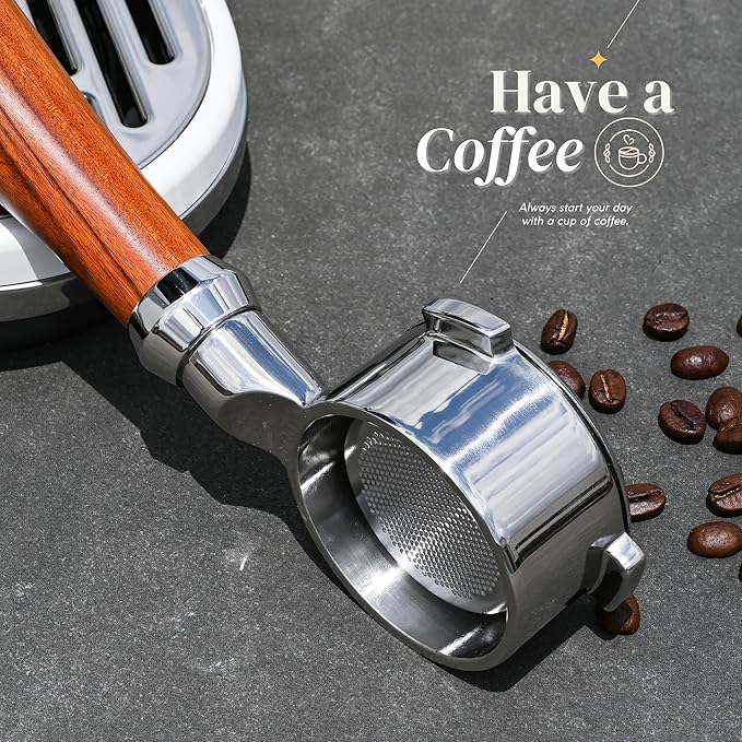 54mm Bottomless Portafilter - Fits Breville Espresso Coffee Machine Barista Express, Pro, Touch, Bambino (Plus), BES870XL/870BSXL/878BSS/880BSS/840XL +Filter Basket +Wall Holder (1)