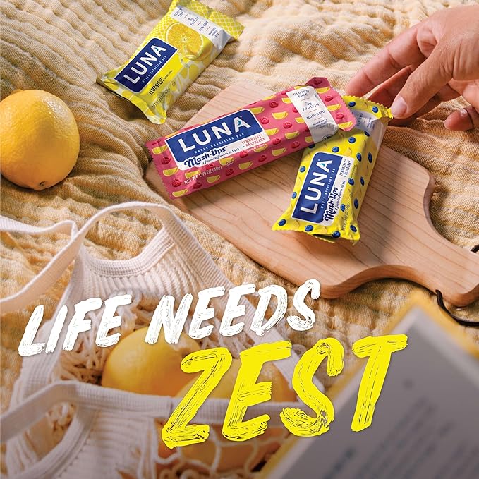 LUNA Bar - LemonZest Flavor - Gluten Free Snack Bars - Non-GMO - Protein Bars - Made with Organic Oats - Value Pack (12 Pack)