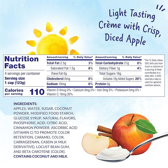 Dole Fruit Bowls Low Fat Apples & Creme Parfait Snacks, 4oz 24 Total Cups, Gluten & Dairy Free, Bulk Lunch Snacks for Kids & Adults