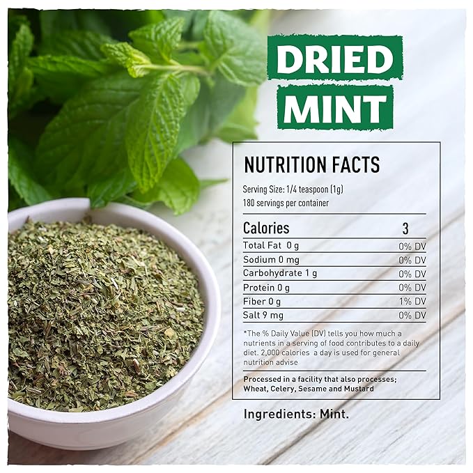 Eastanbul Dried Mint, 6.3oz, Dried Mint for Cooking, Peppermint Leaves, Perfect for Tea Loose Leaf, Peppermint Herb Seasoning,%100 Natural, Non-GMO, Turkish Spice