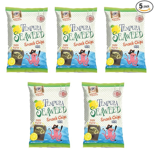 Japanese Tempura Seaweed Snack Chips, Noriten ??Yuzu Flavor | 0.95oz x 5 | Made in Japan by Swashbuckle Snacks