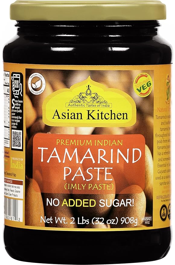 Asian Kitchen Tamarind Paste Puree (Imli) 32oz (908g) 2lbs Glass Jar, Gluten Free, No added sugar ~ All Natural | Vegan | NON-GMO | No Colors | Indian Origin