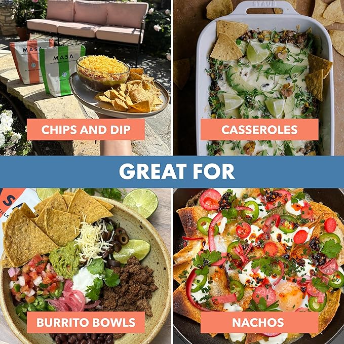 MASA Chips - Lime Flavored Tortilla Chips, Handmade Corn Chips & Crisps - Naturally Grown White Corn, Made with Grass Fed Tallow & Sea Salt - 6 Pack, 5 Ounce Each