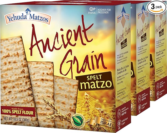Yehuda Spelt Matzo, 1lb (3 Pack) | Kosher for Passover Matzo