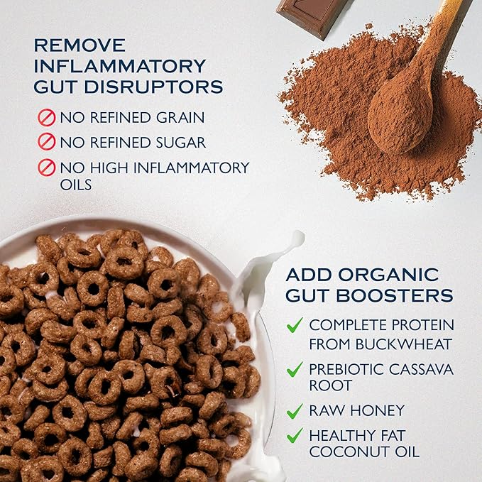 Lovebird Organic Gluten Free Cereal, Cocoa Flavor ??Prebiotic Fiber, Gut Health, Low Sugar, Grain Free, Breakfast or Snack ??Healthy Cereal Made With Real Food, 3 Pack