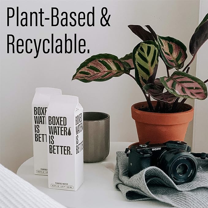 Boxed Water 16.9 oz. (12 Pack) – Purified Drinking Water in Plant-Based Cartons – BPA-Free, Refillable, Reusable – More Sustainable than Premium Plastic Bottled Water