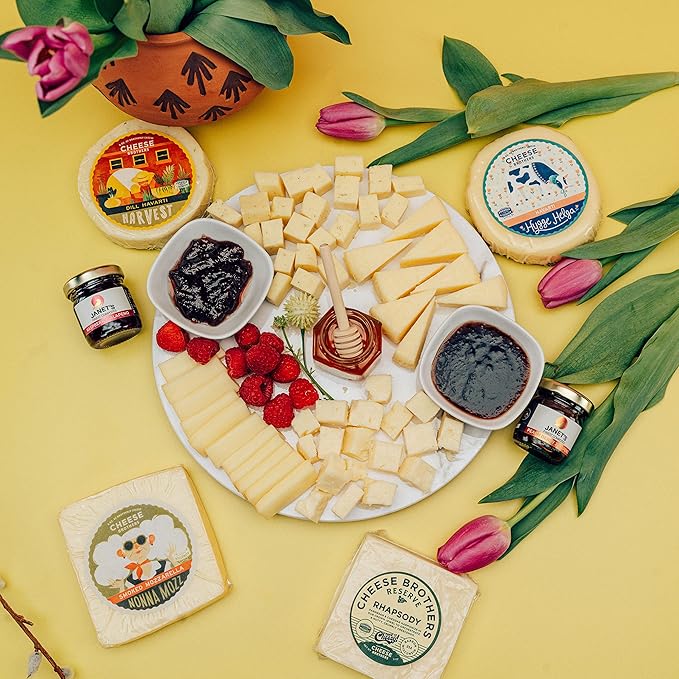 Cheese Bros. "World's Cheesiest Mom" Gift Box | Fresh from Wisconsin | Includes Mozzarella, Fontina, Dill Havarti, Havarti, Jam and Honey | Unique Birthday and Mother's Day Gifting Idea