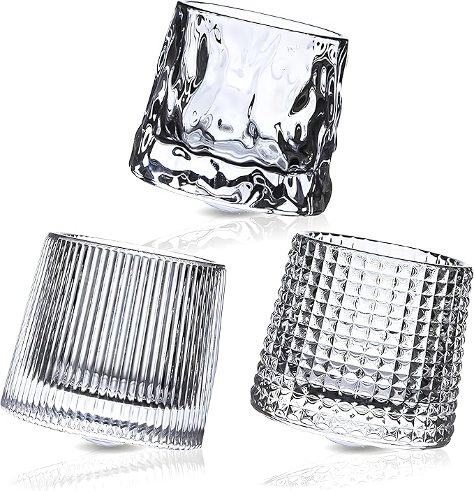 Crystal Whiskey Glasses 5 OZ Set of 3, Rotatable Old Fashioned Glasses, Tumbler Rocks Bar Glass for Drinking Bourbon, Scotch, Cocktails, Cognac竊뉽arger Sizeç«?,<div>
