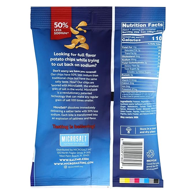 SaltMe! Variety Potato Chips - 24 count 1oz Bags - 50% Less Sodium, Kosher, Non-GMO, Gluten Free - Less Salt, Great Flavor