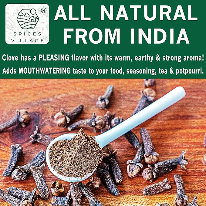 Spices Village Ground Cloves, 8 Ounces, Ground Clove Spice fot Tea, Richly Flavored Cloves Powder for Curries, Pickles and Pumpkin Spices - Certified Kosher, Gluten Free, Non GMO, Resealable Bulk Bag