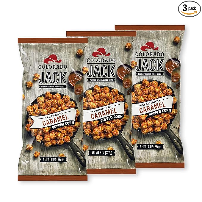Colorado Jack Gourmet Caramel Popcorn: Real Butter & Vanilla, Farmer Grown, Delicious Snack Tasty Gift - No Corn Syrup & Gluten Free - Pack Size
