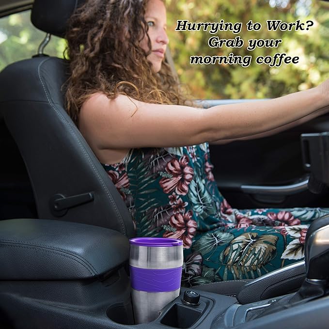 Mixpresso Purple Personal Single Serve Coffee Maker with 14oz Travel Mug, Drip Small Coffee Maker with Auto Shut Off, Reusable Filter, Works with Ground Coffee Only ??Not for K-Cup Pods