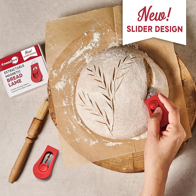 Sourdough Starter Kit ??34oz Starter Jar, 2 Cotton Rope Banneton Proofing Baskets, Magnetic Bread Lame for Scoring ??Gift for Bakers & Complete Sourdough Bread Baking Set