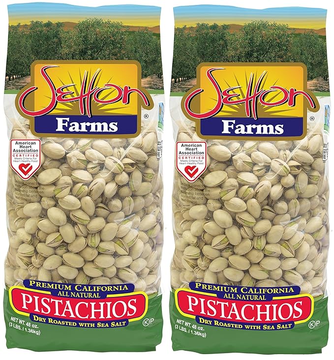 Setton Farms Premium Pistachios, Dry Roasted with Sea Salt, 48 Oz Bag (Pack of 2) Total 96 Oz. / 6 Lbs.