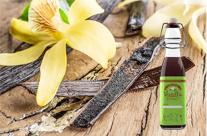Homemade Vanilla Extract Kit | DIY | 1 Ounce of Premium Organic Madagascar Grade A Vanilla Beans 6-7 inches (Appoximately 8-10 Beans) with 8.5 oz Swing Top Glass Bottle