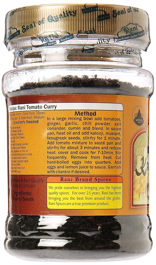 Rani Kalonji (Black Seed, Nigella Sativa, Black Cumin) Seeds 3oz (85g) PET Jar ~ All Natural | Gluten Friendly | NON-GMO | Kosher | Vegan | Indian Origin