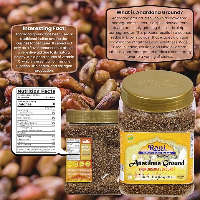 Rani Anardana (Pomegranate) Ground, Indian Spice 16oz (1lb) 454g PET Jar ~ All Natural | No Color | Gluten Friendly | Vegan | NON-GMO | Kosher | No Salt or fillers | Indian Origin