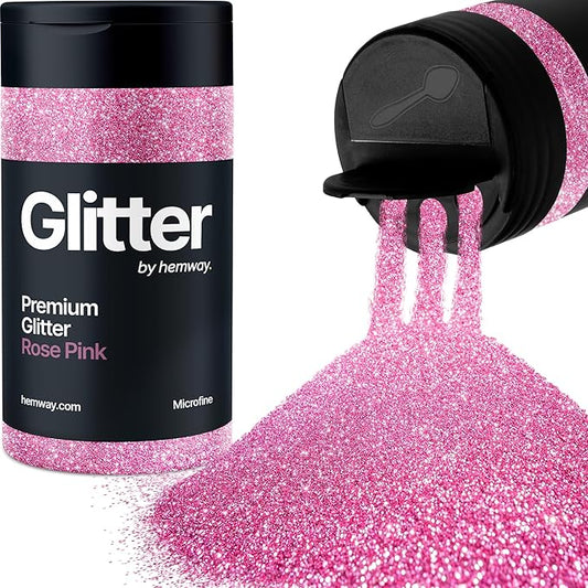 Hemway Premium Glitter Shaker - Rose Pink | 125g Microfine Metallic Flake Sequins for Resin & Epoxy Crafts | Craft Supplies for Tumblers, Festival, Art