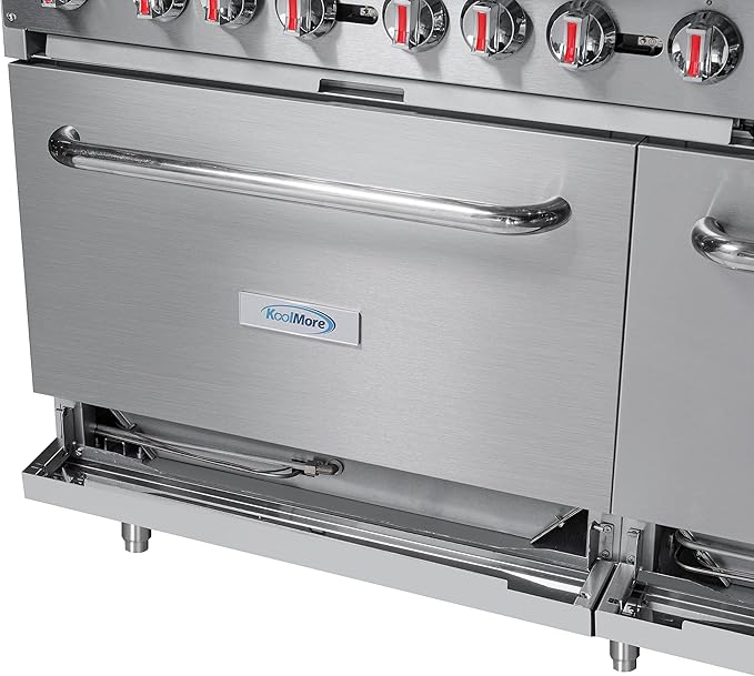 KoolMore KM-CRG60-LP 60 in. 6 Burner Commercial Liquid Propane Range with 24 in. Griddle, Solid Black