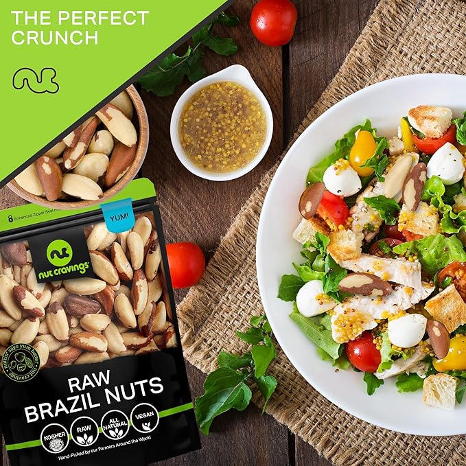 NUT CRAVINGS - Raw Brazil Nuts, Unsalted, No Shell, Whole, (48oz - 3 LB) Bulk Nuts Packed Fresh in Resealable Bag - Kosher Healthy Snack, Food Assortments