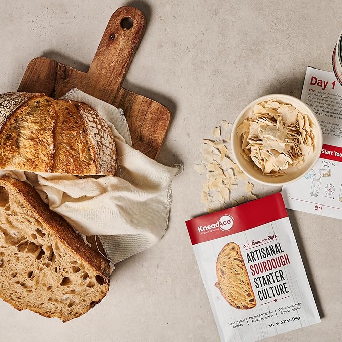 KneadAce Sourdough Starter Culture ??Fast-Activating Natural Wild Yeast for Homemade Bread ??Dehydrated Sourdough Starter for Baking Artisan Loaves, Easy to Use & Perfect for Beginners