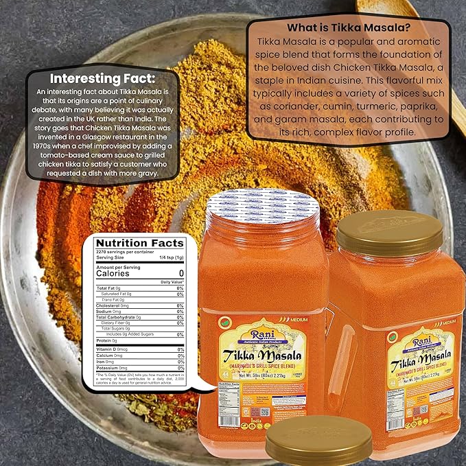 Rani Tikka Masala Indian 7-Spice Blend 80oz (5lbs) 2.27kg Bulk PET Jar ~ All Natural | Salt-Free | Vegan | No Colors | Gluten Friendly | NON-GMO | Kosher | Indian Origin