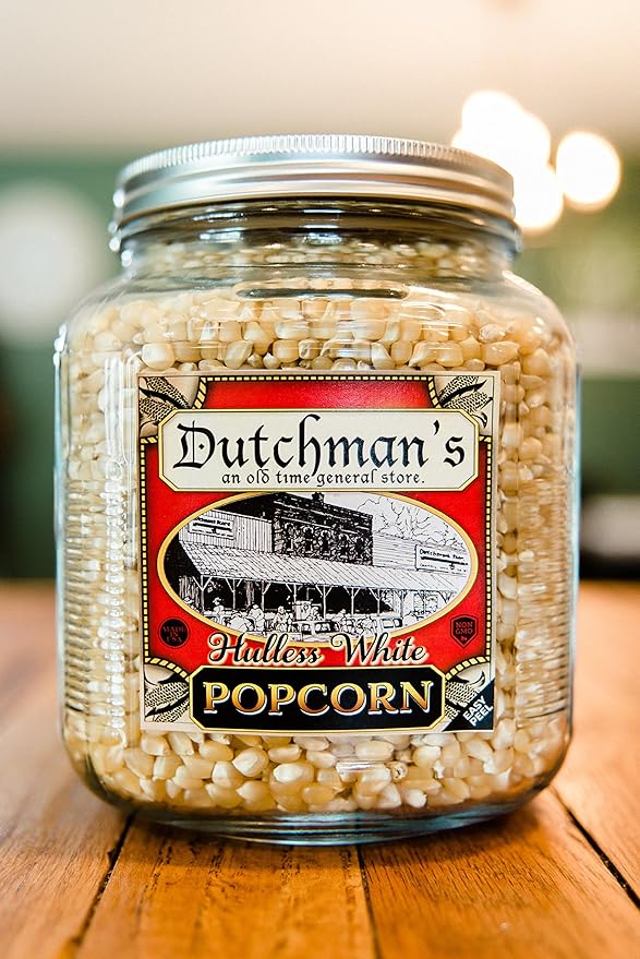 Dutchman's Hulless Popcorn Kernels in Half Gallon Decorative Jar (4 lbs. kernels)