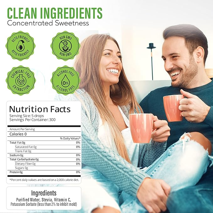 Stevia Select Plain Stevia Liquid Drops - Zero Calorie Sweetener - All Natural Liquid Pure Stevia Extract - Plant Based Sugar Substitute - Keto Sweetener & Sugar Alternative 2 Oz