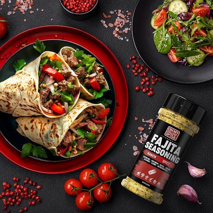 Fajita Seasoning Mix Spicy Ranch Seasoning Powder - Gluten Free & Low Sodium Mexican Seasonings Blend for Meat, Vegetables, Steak & Chicken Fajita. Hot Ranch Fajitas Seasonings Spices. Taco Mix. 5oz
