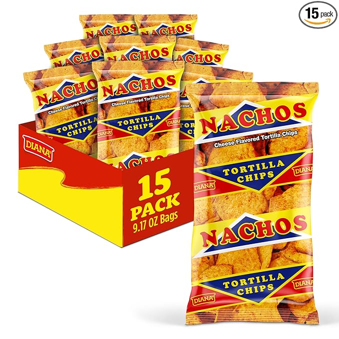 Diana Nachos Cheese-Flavored Tortilla Chips, 9.17 Oz (Pack of 15)