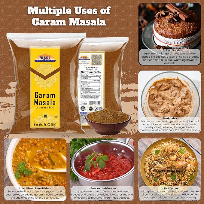 Rani Garam Masala Indian 11-Spice Blend 7oz (200g) ~ All Natural, Salt-Free | Vegan | No Colors | Gluten Friendly | NON-GMO | Kosher | Indian Origin