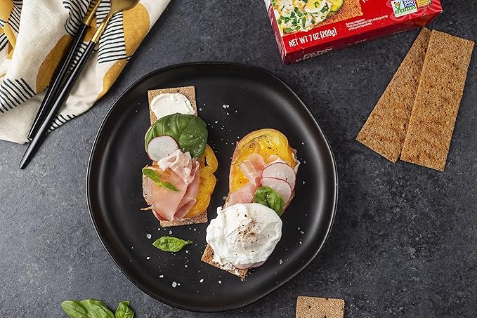 Finn Crisps Rye Crispbread with Caraway 7oz | Thin, Crispy Rye Flatbreads with Caraway | Authentic Finnish Sourdough Crispbread | Caraway Rye Crackers by Finn Crisp [7oz Box]