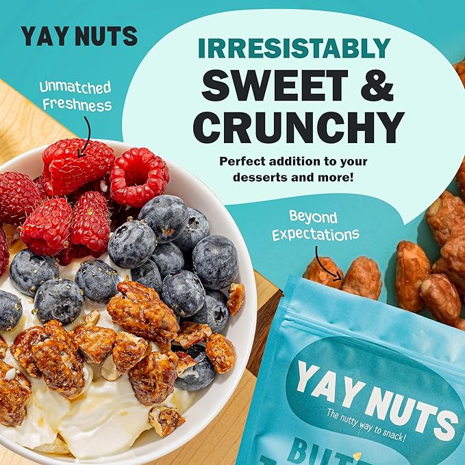 YAY NUTS Butter Toffee Peanuts ??All-Natural Sweet & Salty Snack, Crunchy Roasted Peanuts Coated in Rich Caramelized Butter Toffee, Made in USA, Guilt-Free Snacking with Real Ingredients - 16oz (450g)