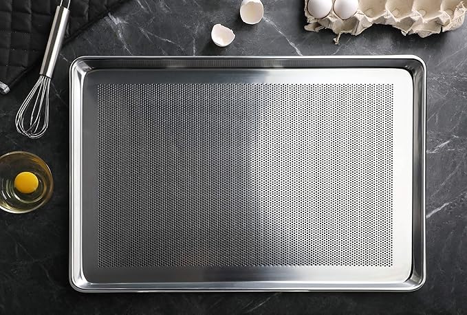 New Star Foodservice Commercial-Grade 18-Gauge Aluminum Sheet Pan/Bun Pan (18 L x26 W x1 H inch (Full Size) Pack of 12)
