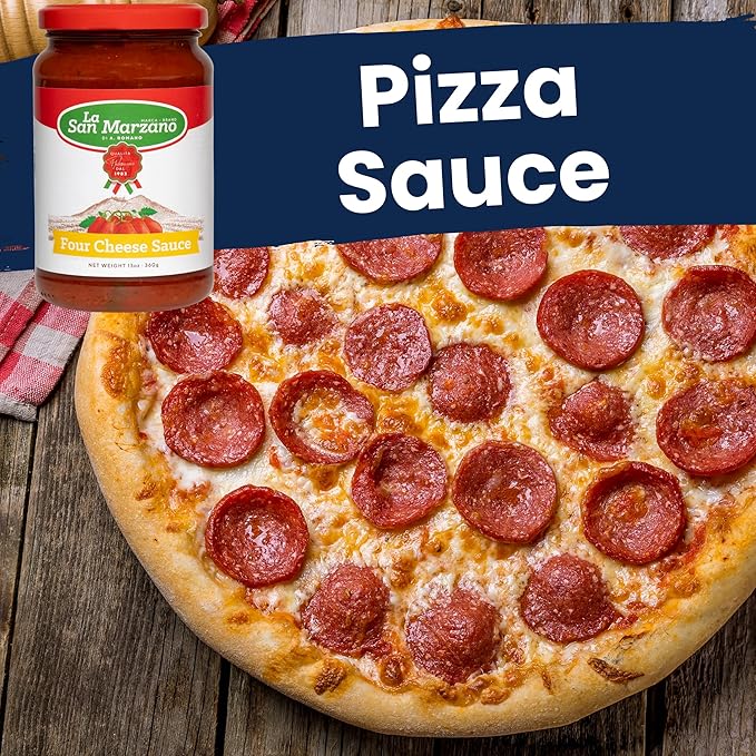 La San Marzano Four Cheese Sauce, 13 oz, Pasta Sauce Made in Italy, All Purpose Tomato Premium Quality, All Natural, Non GMO, Gluten Free