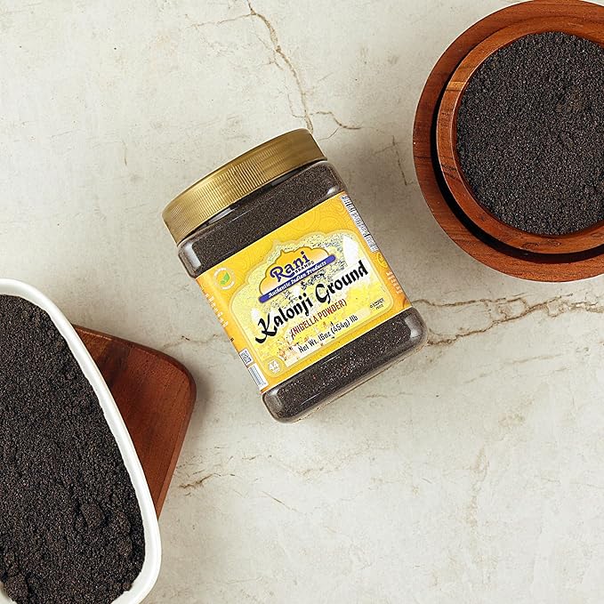 Rani Kalonji (Black Seed, Nigella Sativa, Black Cumin) Ground, Powder 16oz (1lb) 454g PET Jar ~ All Natural | Gluten Friendly | NON-GMO | Kosher | Vegan | Indian Origin