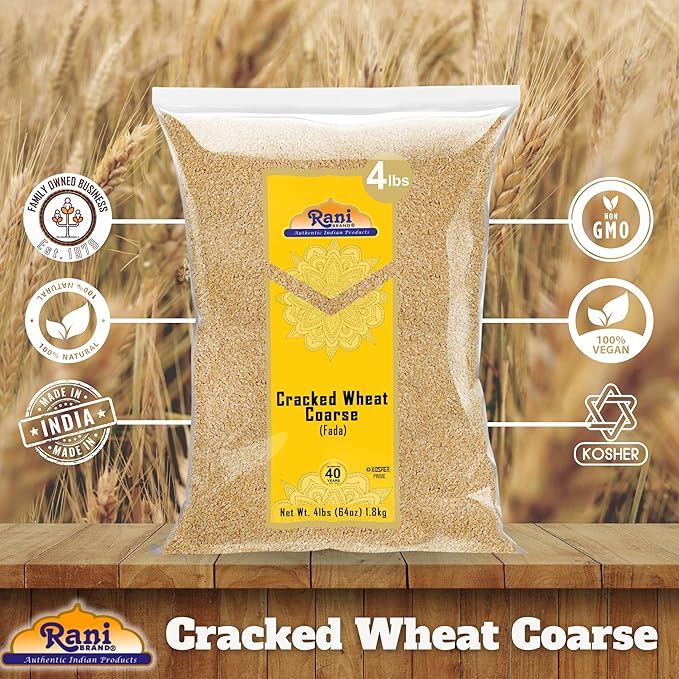 Rani Cracked Wheat Coarse (Fada/Bulgur Wheat#3) 64oz (4lbs) 1.81kg Bulk ~ All Natural | Vegan | Gluten Friendly | NON-GMO | Kosher | Indian Origin