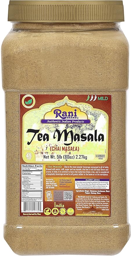 Rani Tea (Chai) Masala Indian Spice Blend 80oz (5lbs) 2.27kg Bulk PET Jar ~ All Natural | Vegan | Gluten Friendly | Salt & Sugar Free | NON-GMO | No Colors | Indian Origin