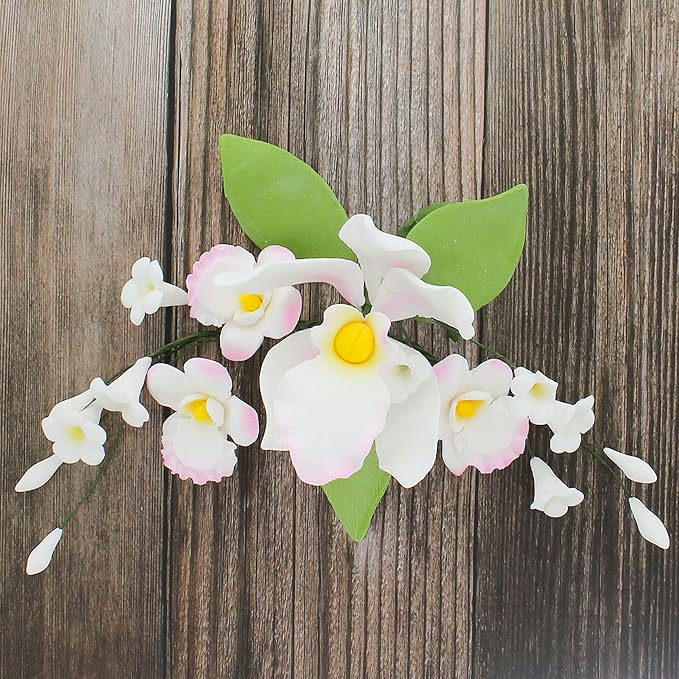 Global Sugar Art Cymbidium Orchid Spray Sugar Cake Flower, Pink, 1 Count by Chef Alan Tetreault