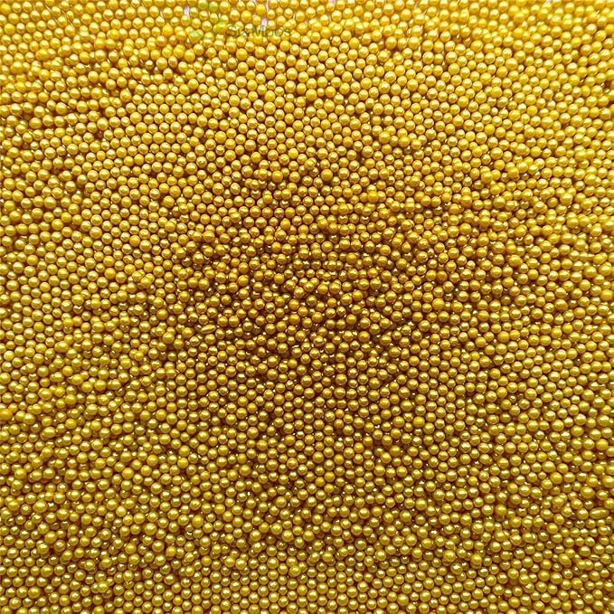 SE Si&Moos Nonpareil Sprinkles, 2mm Gold Mini Edible Pearls Gold Sprinkles for Cake Decorating Christmas Cookie Decorations Wedding Shower Party Christmas Holiday Supplies 3.5 OZ